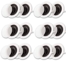 Acoustic Audio by Goldwood - HTI6c Flush Mount in Ceiling Speakers with 6.5" Woofers 6 Pair - Paintable White