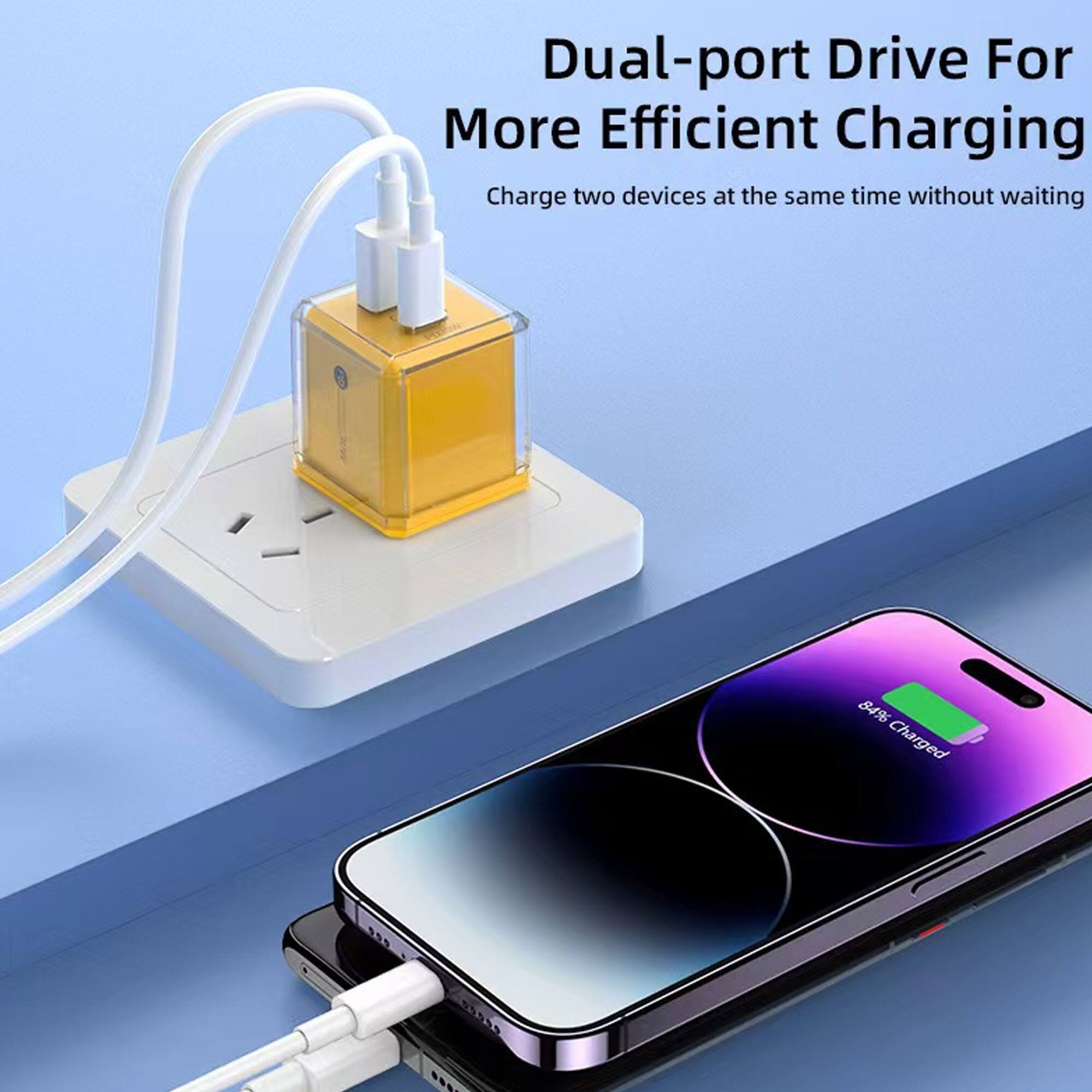 Dual-port Drive For More Efficient Charging  
Charge two devices at the same time without waiting  

84% Charged  

305 HW