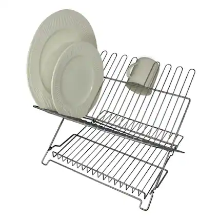 Front. Better Houseware - Better Houseware 1483.5 Jr. Folding Dish Rack (metallic) - metallic.