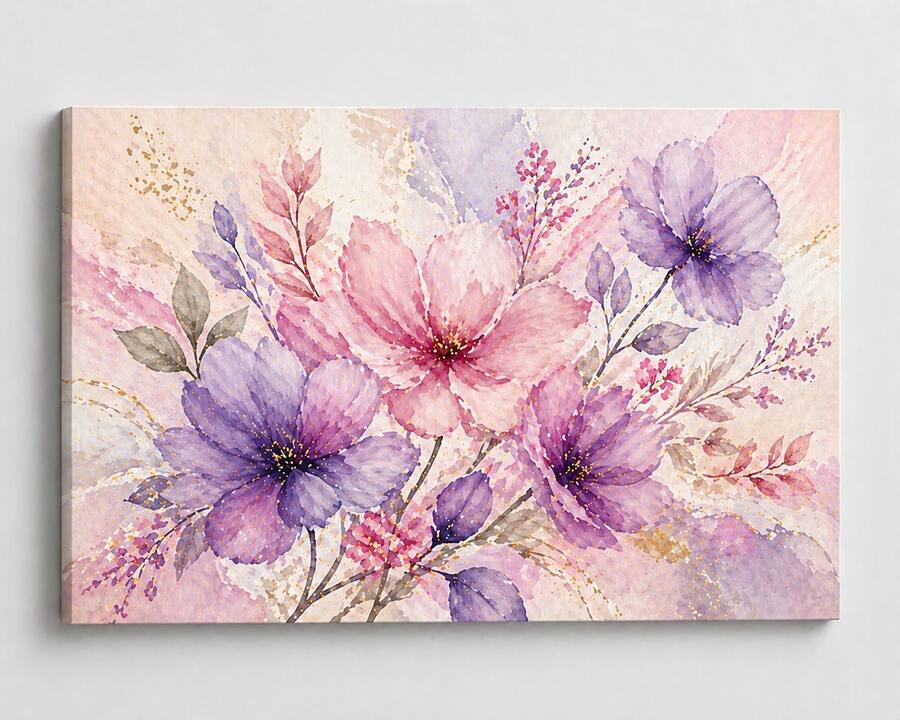 FC Design Large Canvas 24x36" Pastel Floral Watercolor Art Painting ...