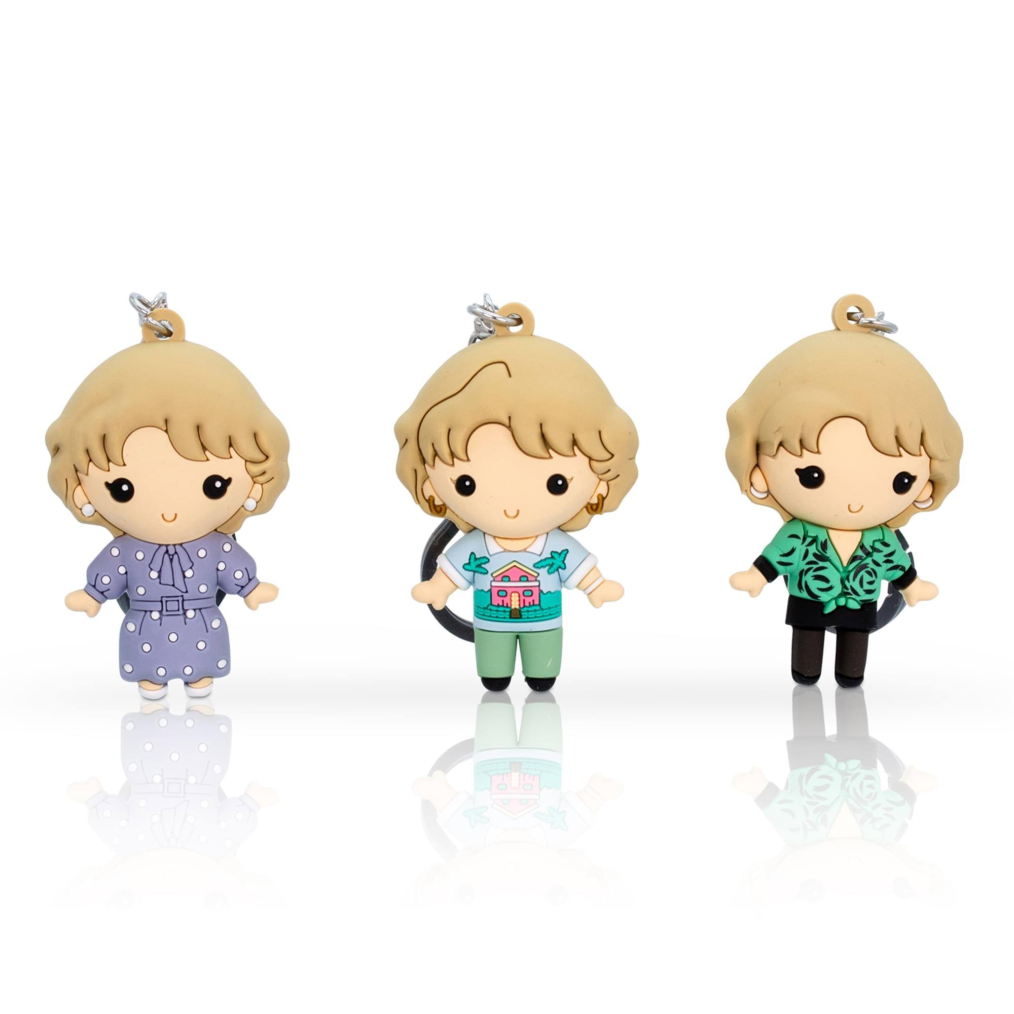 Front. Monogram - The Golden Girls Rose 3D Foam Figural Bag Clip 3-Piece Set - Pink.