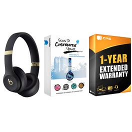 Beats - Solo 4 Bluetooth Wireless On-Ear Headphones with MightySkins Protective Skins and 1 Year Extended Warranty Bundle - Black/Gold