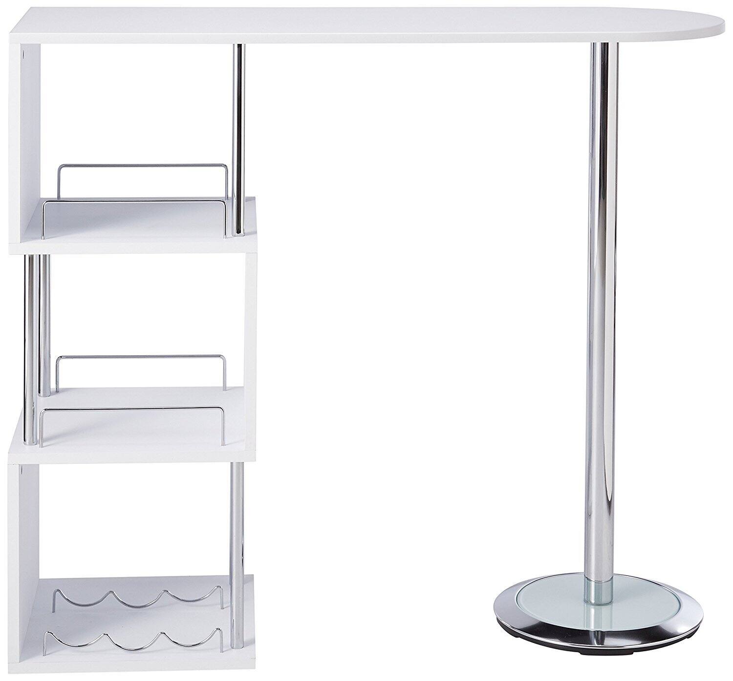 Alt View 2. Kings Brand Furniture - Kings Brand Furniture Minorca Bar Table with Shelves for Wine Bottles & Glasses - White.