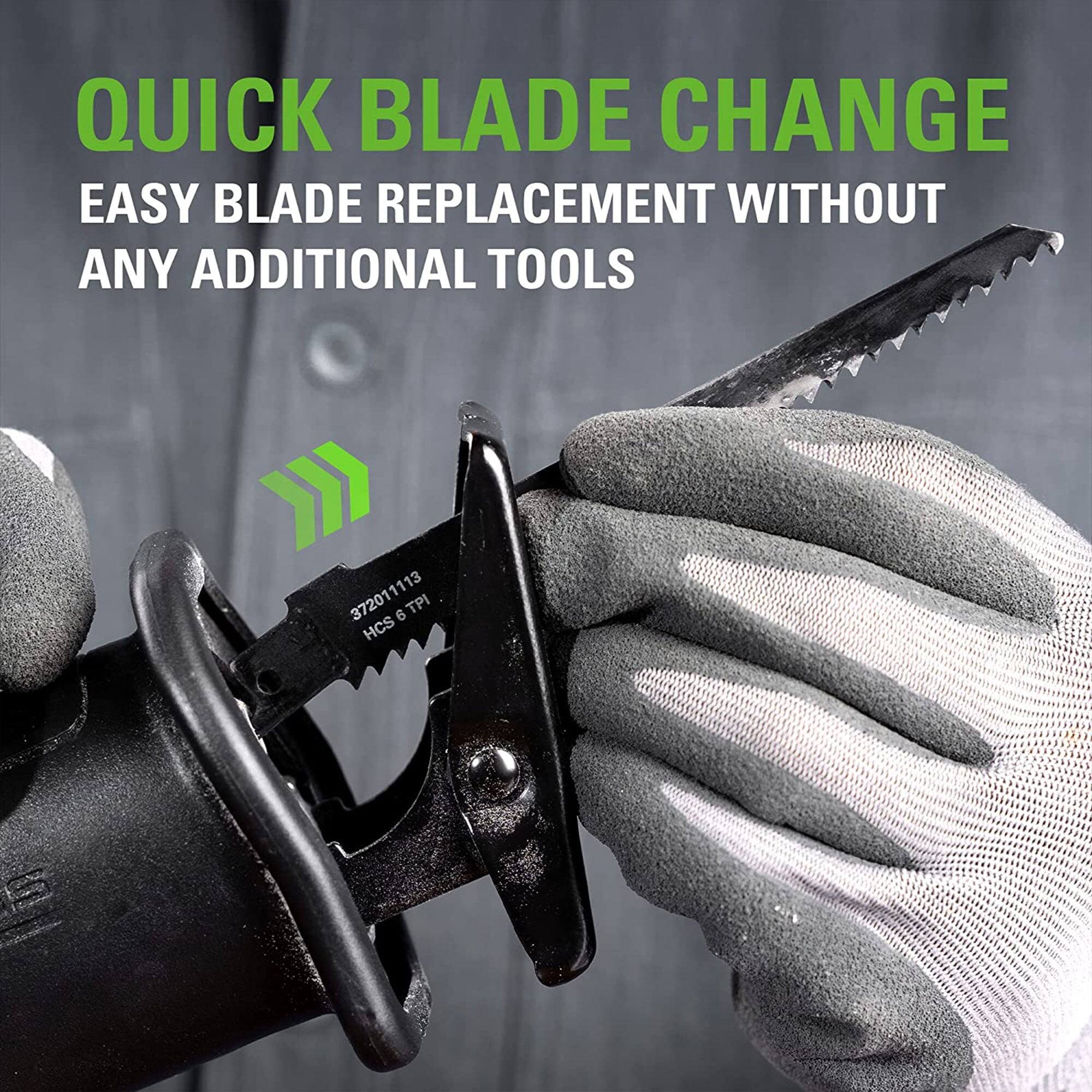QUICK BLADE CHANGE  
EASY BLADE REPLACEMENT WITHOUT ANY ADDITIONAL TOOLS  

372011113  
HCS 6 TPI