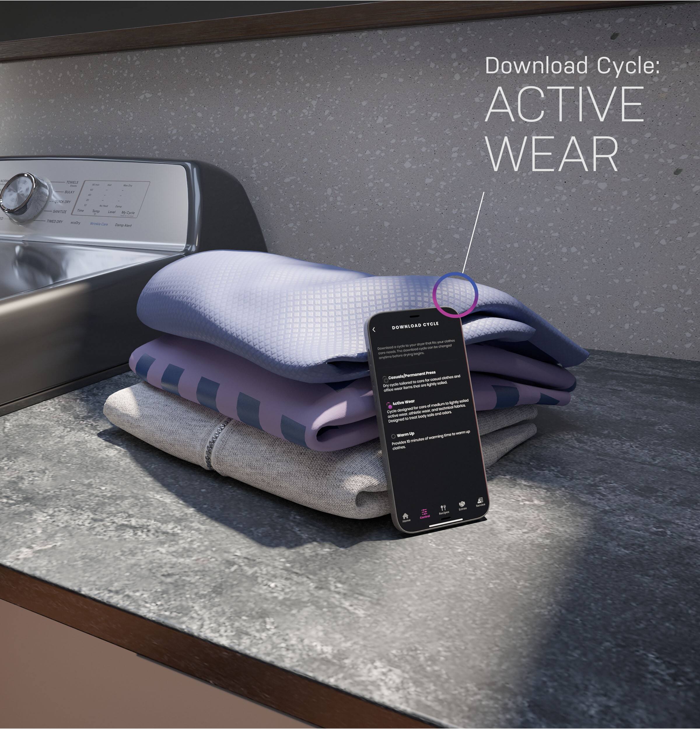 Alt View 22. GE Profile - 7.4 Cu. Ft. Smart Gas Dryer with Sanitize Cycle and Sensor Dry - Diamond Gray.