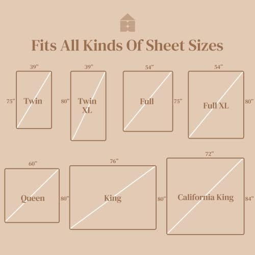 Fits All Kinds Of Sheet Sizes

- Twin: 39" x 75"
- Twin XL: 39" x 80"
- Full: 54" x 75"
- Full XL: 54" x 80"
- Queen: 60" x 80"
- King: 76" x 80"
- California King: 72" x 84"