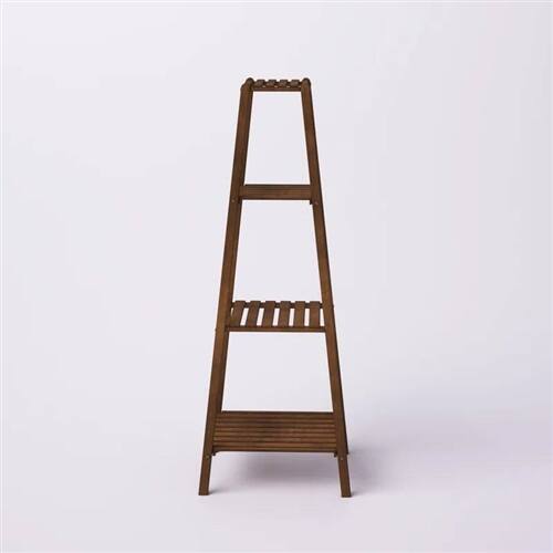 Alt View 1. SlickBlue - Modern Boho Wooden Pyramidal 4-Tier Plant Display Stand - Brown.