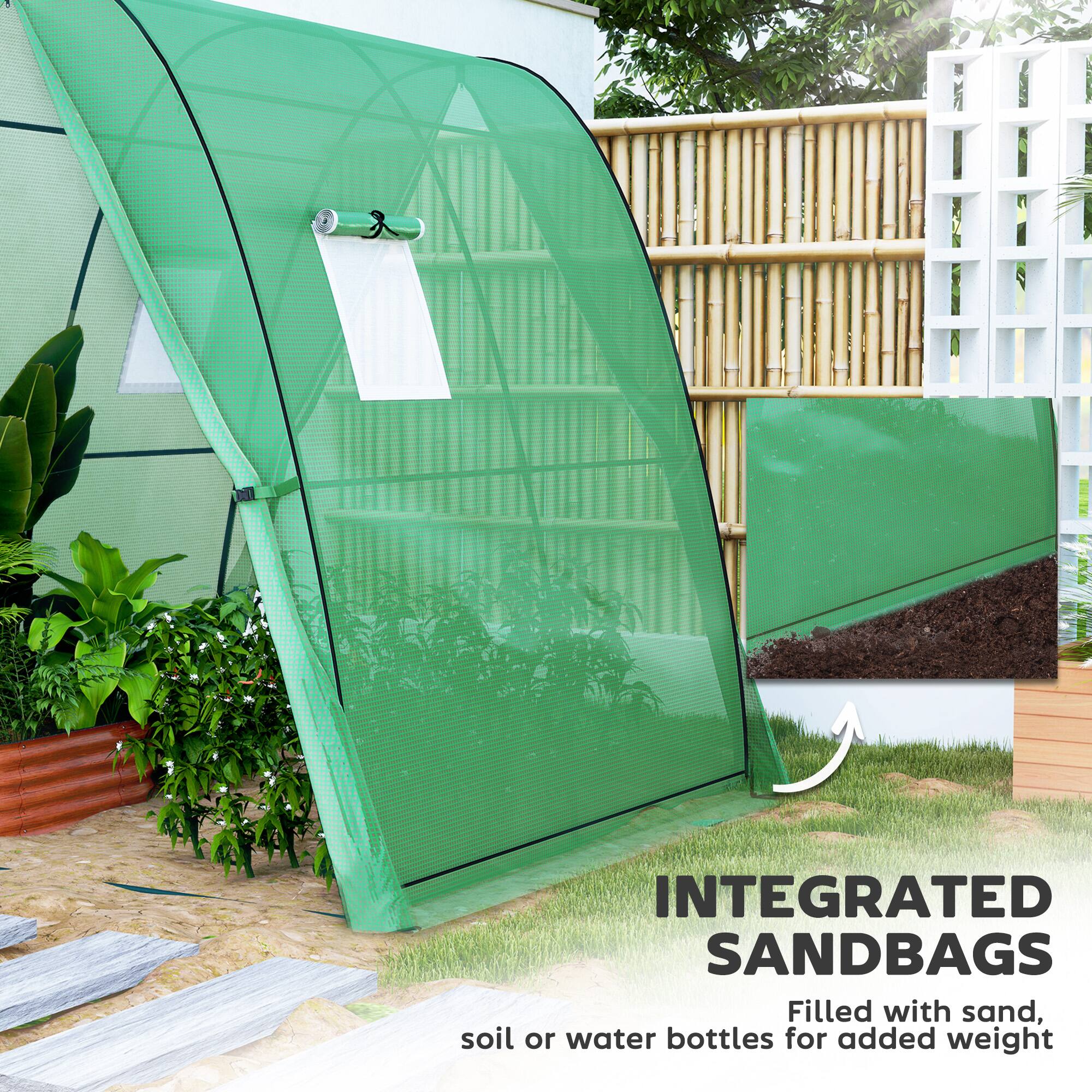 INTEGRATED SANDBAGS
Filled with sand, soil or water bottles for added weight