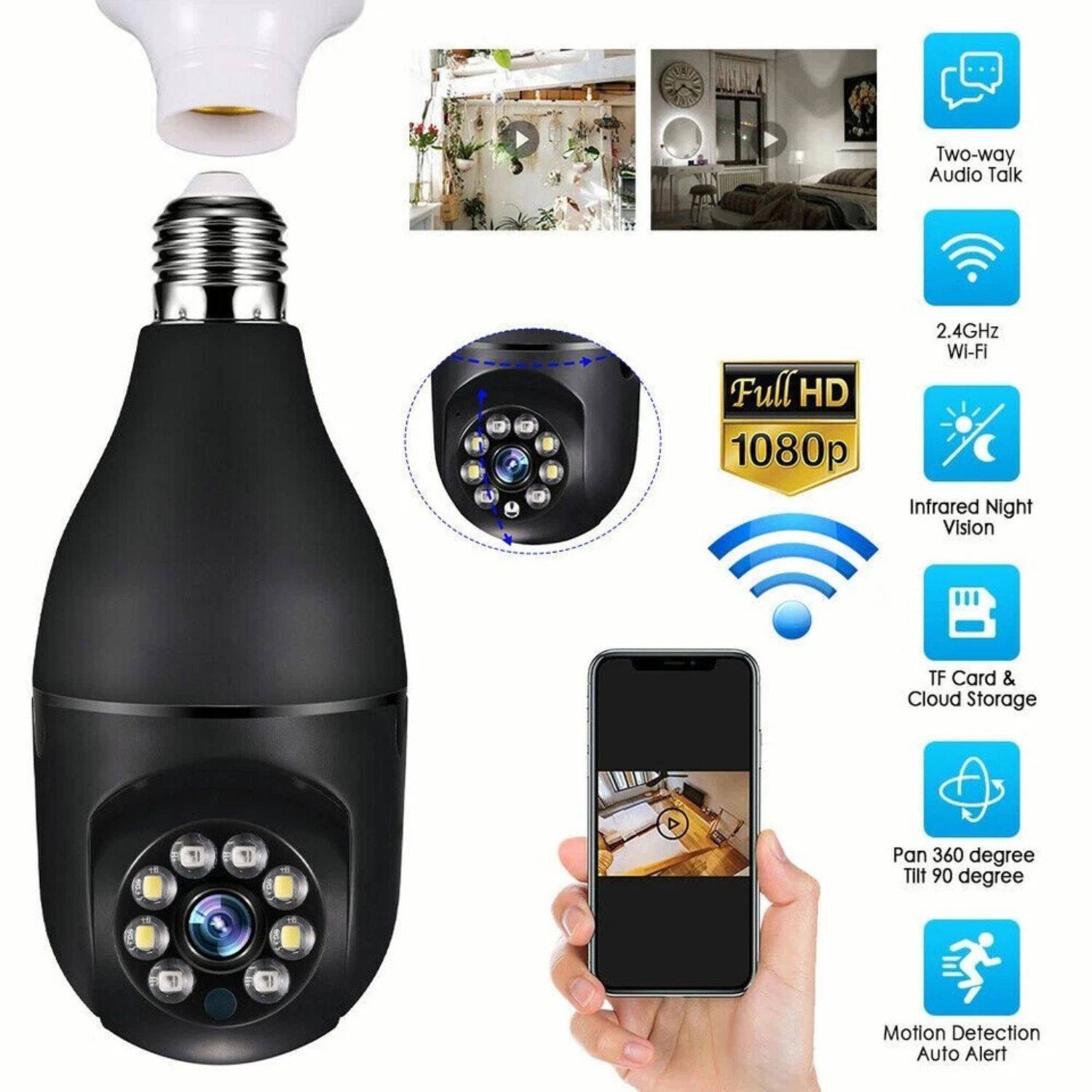 Two-way Audio Talk  
Full HD 1080p  
2.4GHz Wi-Fi  
Infrared Night Vision  
TF Card & Cloud Storage  
Pan 360 degree Tilt 90 degree  
Motion Detection Auto Alert