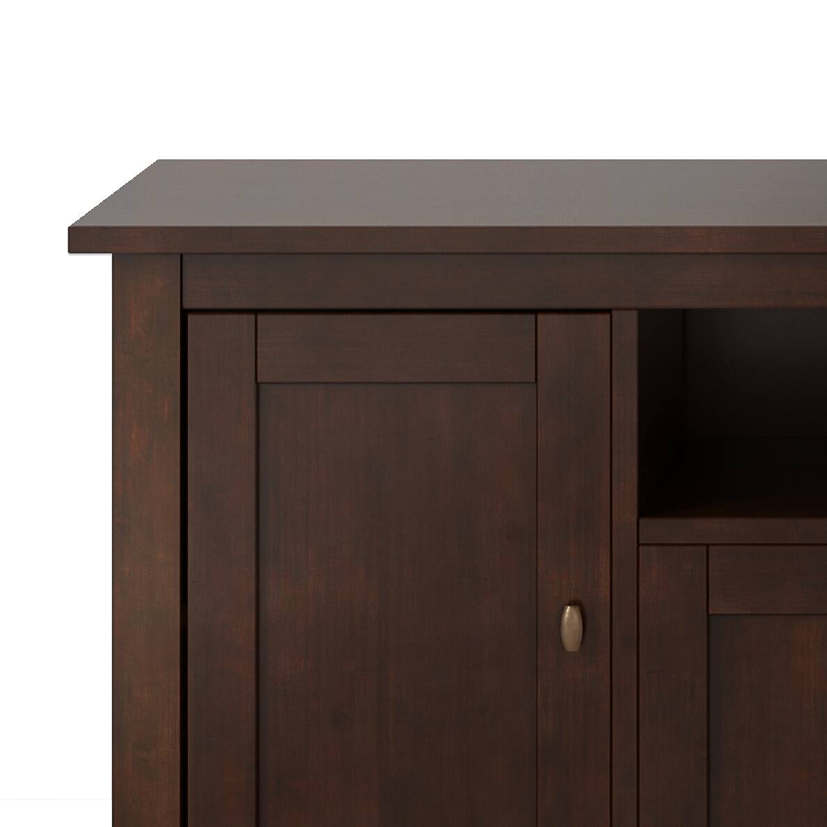 Left. Simpli Home - Warm Shaker SOLID WOOD 72 inch TV Media Stand in Russet Brown For TVs up to 80 inches - Russet Brown.