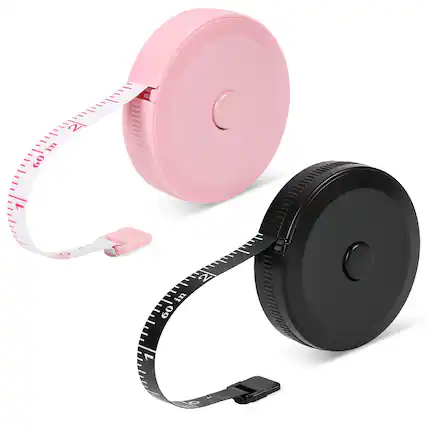 Front. Garnen - 2x Body Measuring Tape Body Tape Measure, 60" Flexible & Retractable Measuring Tape for Body Measurements Sewing Fabric - Pink|Black.