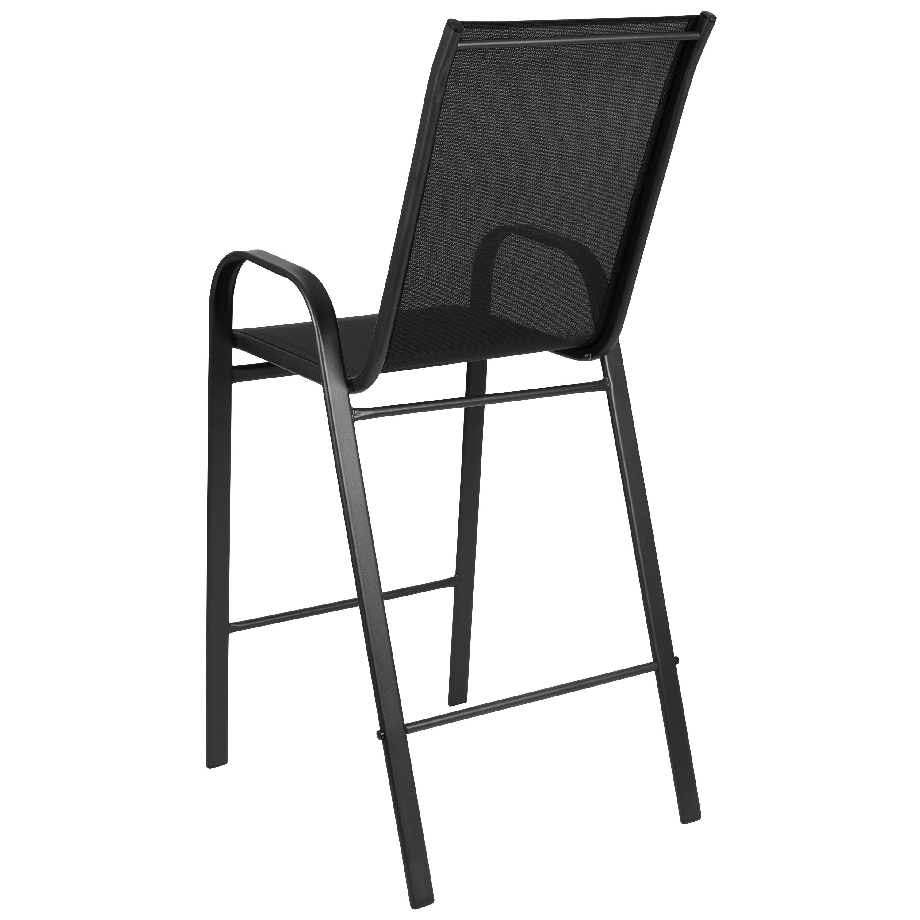 Alt View 6. Emma + Oliver - 2 Pack Outdoor Barstools with Flex Comfort Material-Patio Stool - Black.