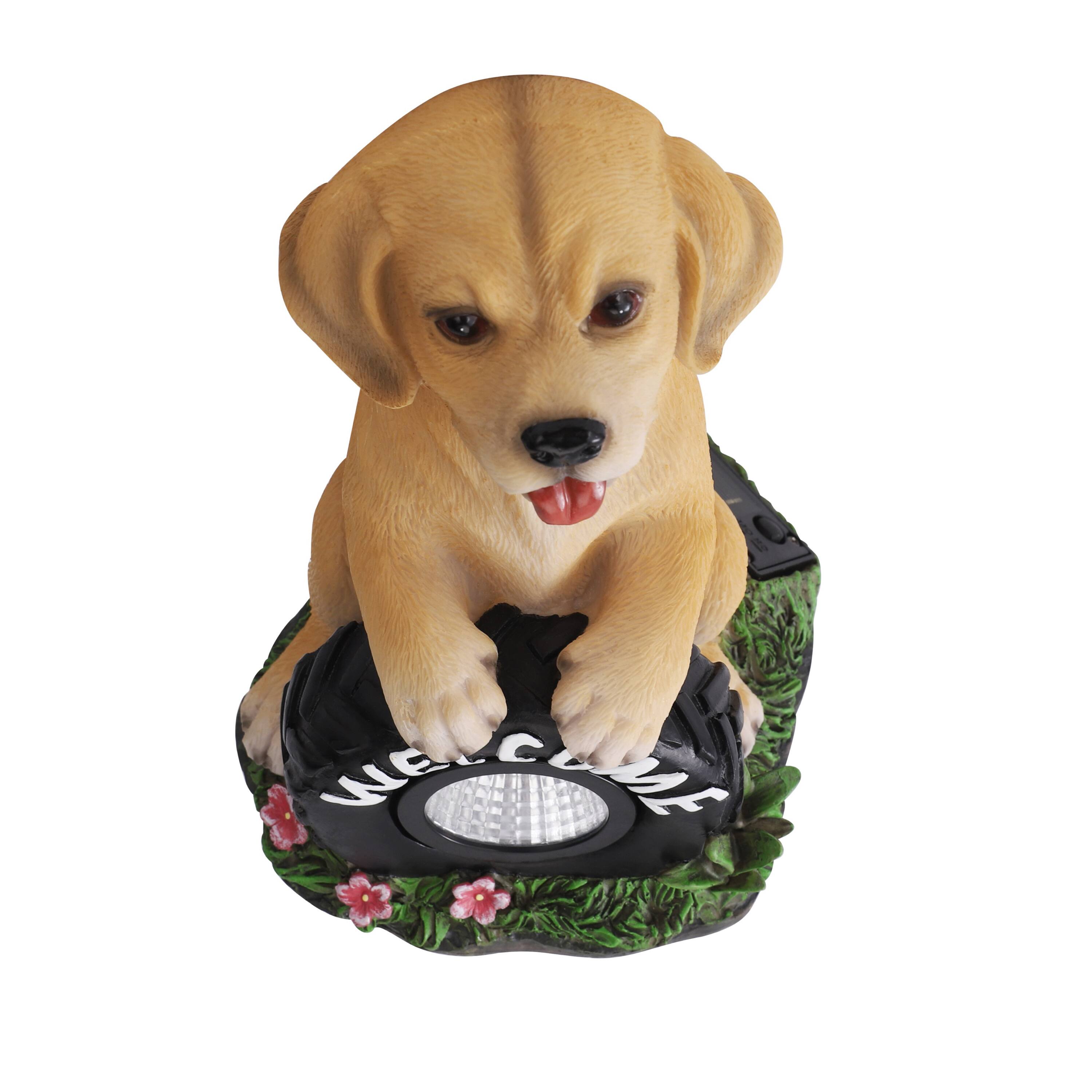 Alt View 6. Techko - Buddy the Puppy Solar Outdoor Garden Statue with Integrated LED Light.