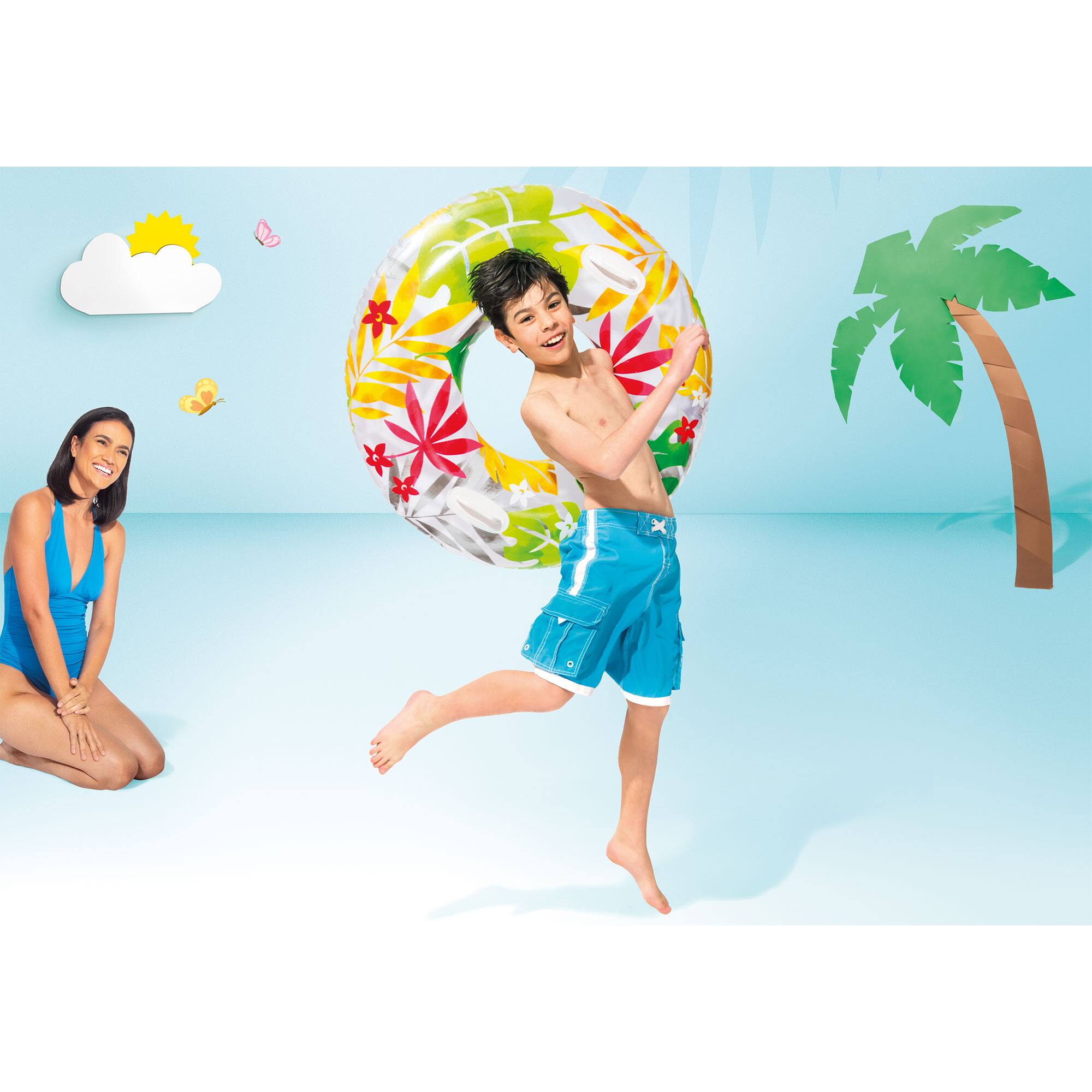 Alt View 5. Intex - Intex 58263EP Groovy Color Inflatable Tropical Flower Transparent Tube Raft - Multicolored.