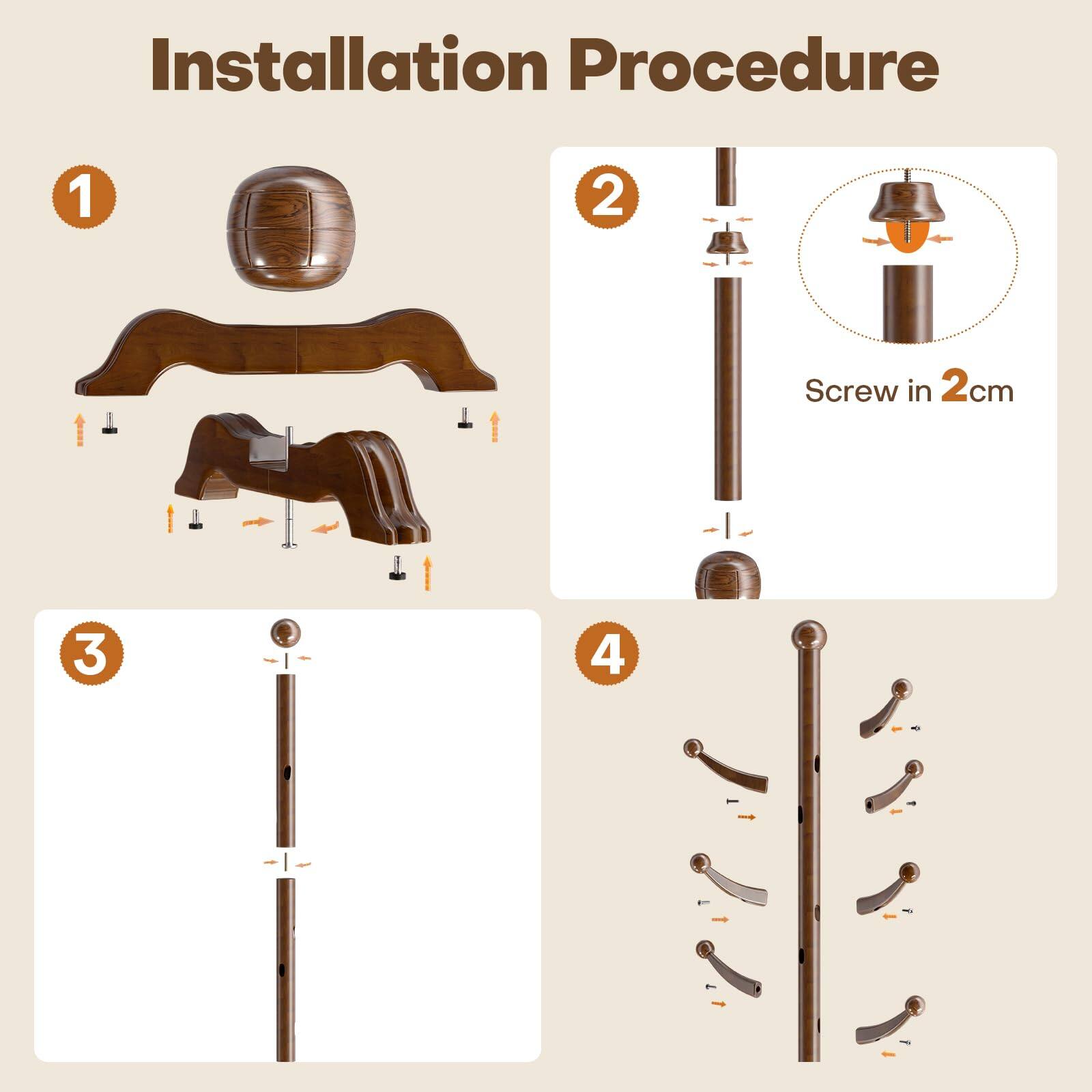 Installation Procedure

1. [Image of step 1]

2. Screw in 2cm [Image of step 2]

3. [Image of step 3]

4. [Image of step 4]