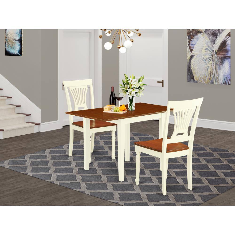 Left. East West Furniture - Dining Room Set Buttermilk & Cherry - Brown.
