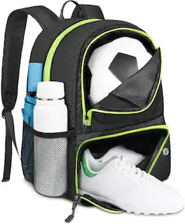 Vulpecula Spade - Soccer Backpack,Soccer Bag with Ball Holder, Water resistant Sport Equipment Bags Fit Basketball Volleyball Football - Black