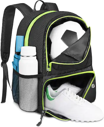 Front. Vulpecula Spade - Soccer Backpack,Soccer Bag with Ball Holder, Water resistant Sport Equipment Bags Fit Basketball Volleyball Football - Black.