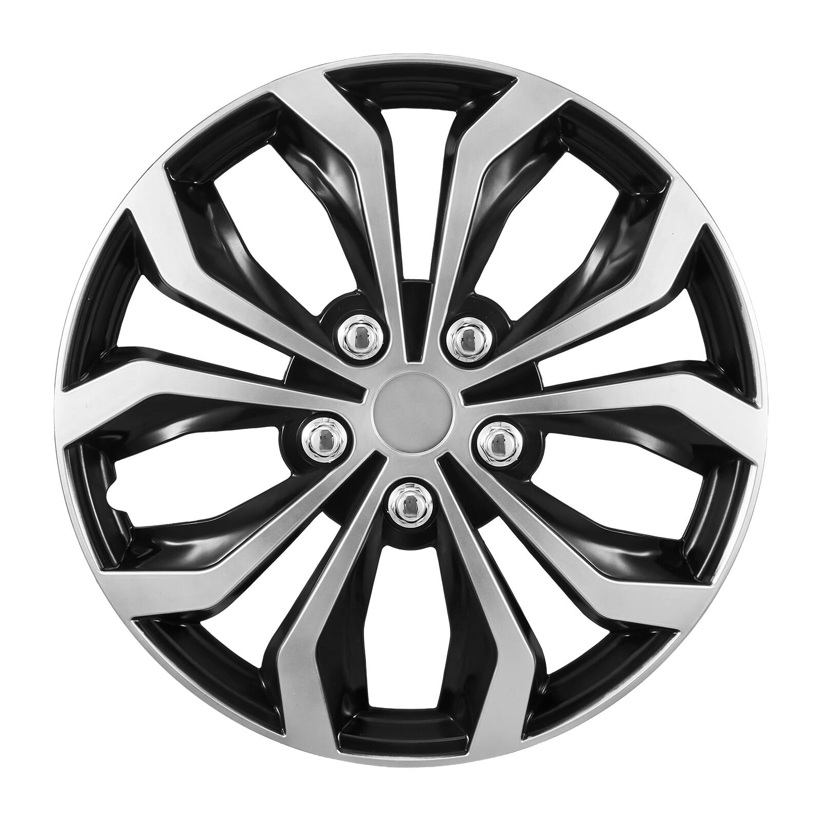 Alt View 5. VEVOR - Hubcaps Wheel Covers, 16 Inch Set of 4 Wheel Rim Cover Hubcaps OEM Replacement, R16 Size Snap On Car Hub Caps - Silver & Black.