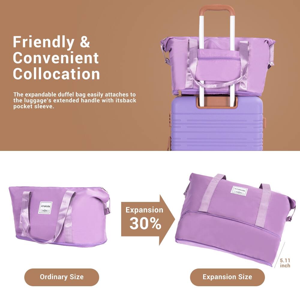 Friendly & Convenient Collocation

The expandable duffel bag easily attaches to the luggage's extended handle with its back pocket sleeve.

AUTORDOR

Amalade

Expansion 30%

5.11 inch

Ordinary Size

Expansion Size