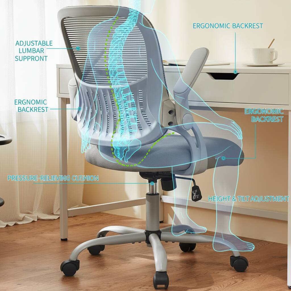 - Ergonomic Backrest
- Adjustable Lumbar Support
- Pressure-relieving Cushion
- Height & Tilt Adjustment