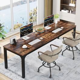 Tribesigns - Conference Table with Engineered Wood Construction, Adjustable Feet and Rectangular Top for Home Office - Brown