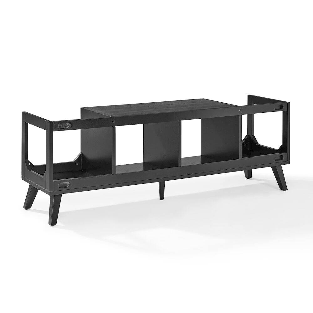 Alt View 3. Crosley Furniture - Asheville Low Record Player Stand With Vinyl Storage - Black.