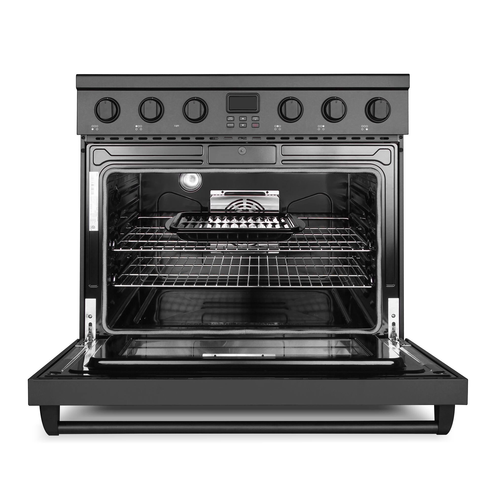 Alt View 6. COSMO - COS-ERC365KBD-BK 36 in. Haven Collection 6.0 cu. ft. Electric Ceramic Glass Range, 5 Burner Elements, Convection Oven - Matte Black.