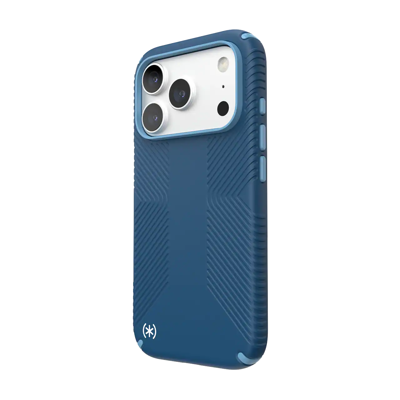 Angle. Speck - Presidio2 Grip Case with MagSafe for Apple iPhone 18 Pro / iPhone 17 Pro - Deep Sea.