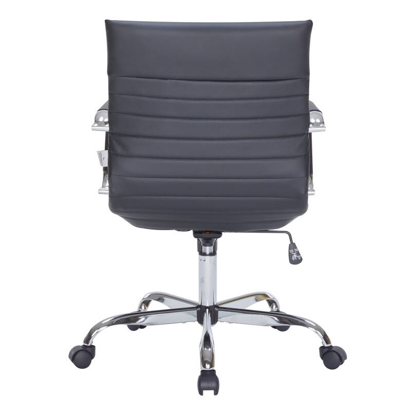 Alt View 7. LeisureMod - Harris Mid-Back Leather Office Chair Adjustable Height Tilt Computer Task Chair with 360-Degree Swivel - Black.