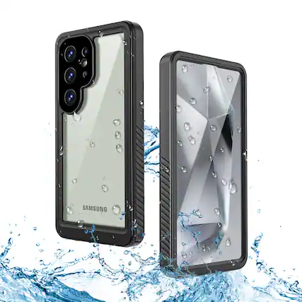 Front. UUCOVER - Waterproof Case for Samsung Galaxy S25 Ultra,Shockproof Full Body Protective Case with Screen Protector Clear Back Cover - Black.