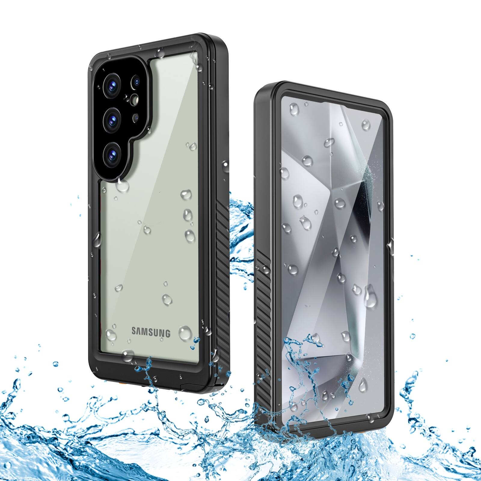 Front. UUCOVER - Waterproof Case for Samsung Galaxy S25 Ultra,Shockproof Full Body Protective Case with Screen Protector Clear Back Cover - Black.