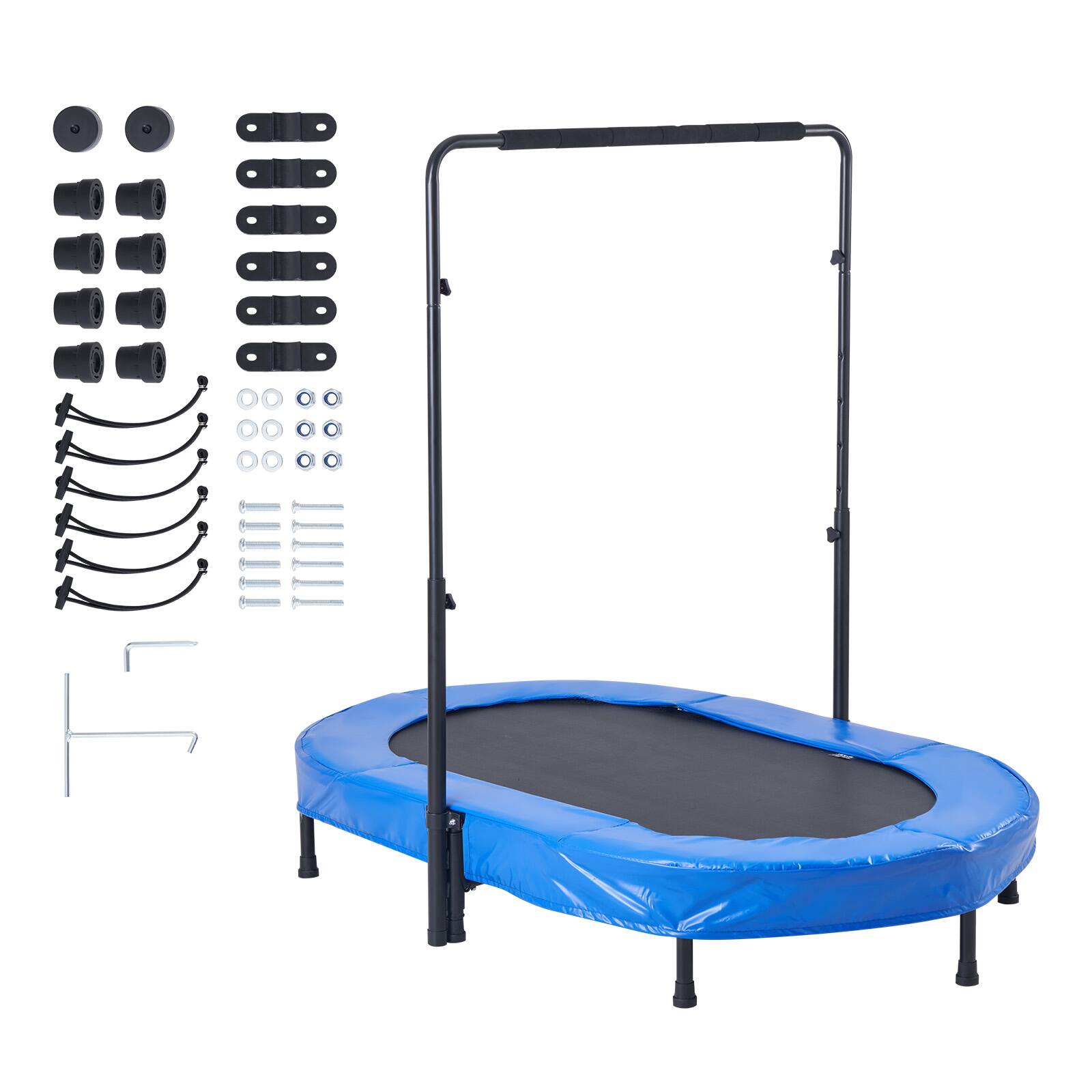 Alt View 5. VEVOR - Kids Trampoline, 56x36 inch Indoor Outdoor Trampoline, Foldable Mini Trampoline with Handle, Rebounder Trampoline - Blue.