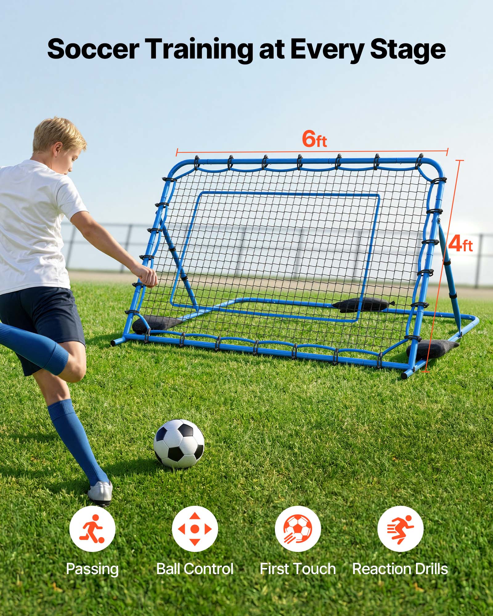 Soccer Training at Every Stage

6ft 4ft

Passing  
Ball Control  
First Touch  
Reaction Drills