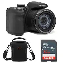 Bundle - Kodak - PIXPRO AZ405 Astro Zoom 20MP Full HD Digital Camera, Black, with 32GB Memory Card and Camera Bag