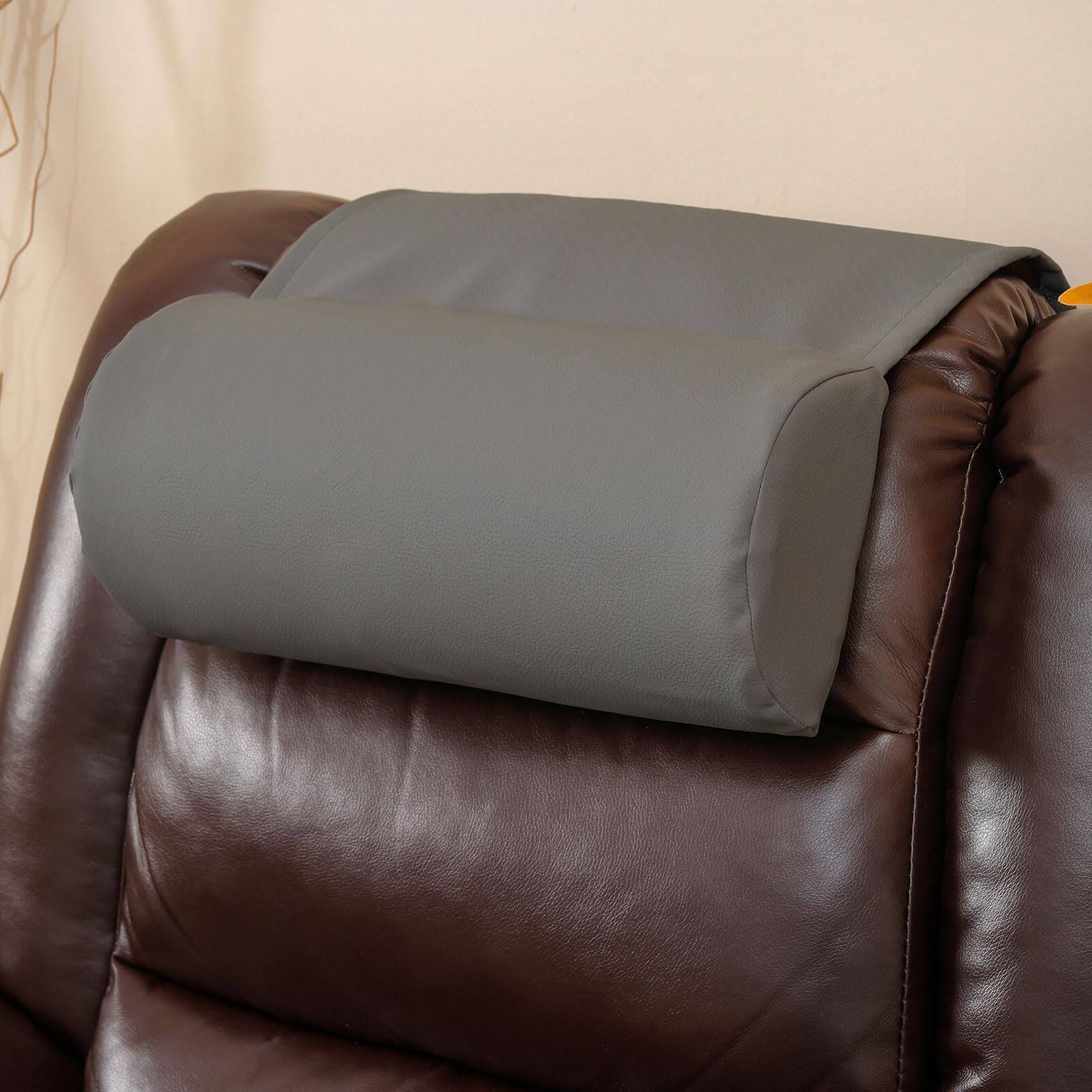 Fabibe - Faux Leather Neck Pillow for Recliner Chair,Memory Foam Headrest Pillow for Recliner Sofa,Non-Slip Adjustable - Dark Gray