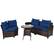 Left. Costway - 4PCS Outdoor Patio Rattan Furniture Set Cushioned Sofa Table - Dark Brown/Navy.