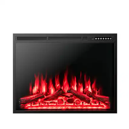 Front. Resenkos - Fireplace Heater,Electric Fireplace, 34/37 Inch Electric Fireplace Recessed with Adjustable Flames.
