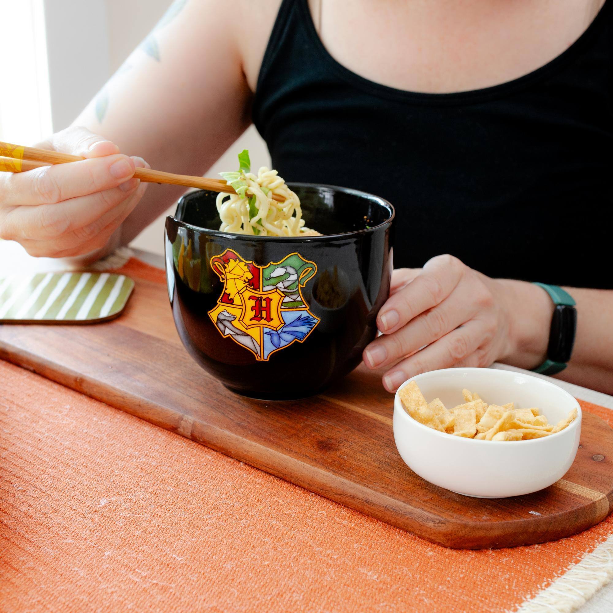 Alt View 4. Silver Buffalo - Back To School 20oz Ceramic Ramen Bowl and Chopsticks Set of 12 - White.