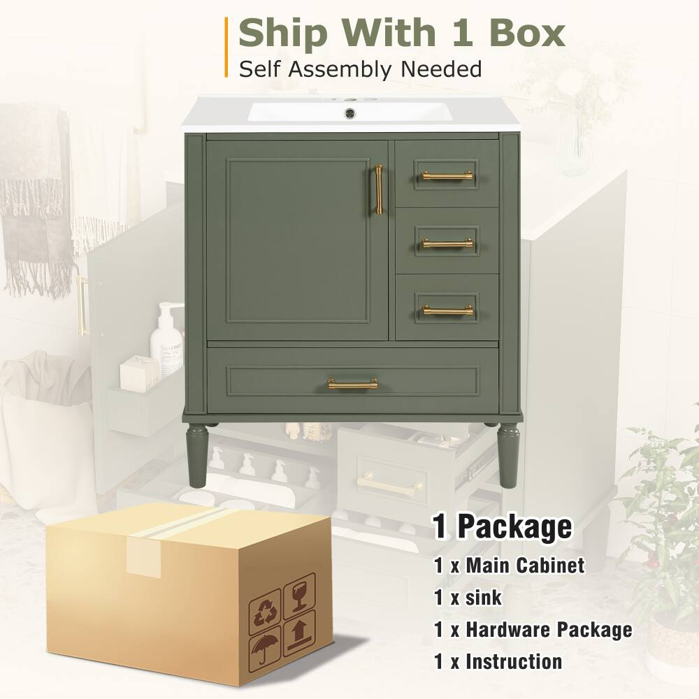 Ship With 1 Box  
Self Assembly Needed  

1 Package  
1 x Main Cabinet  
1 x Sink  
1 x Hardware Package  
1 x Instruction