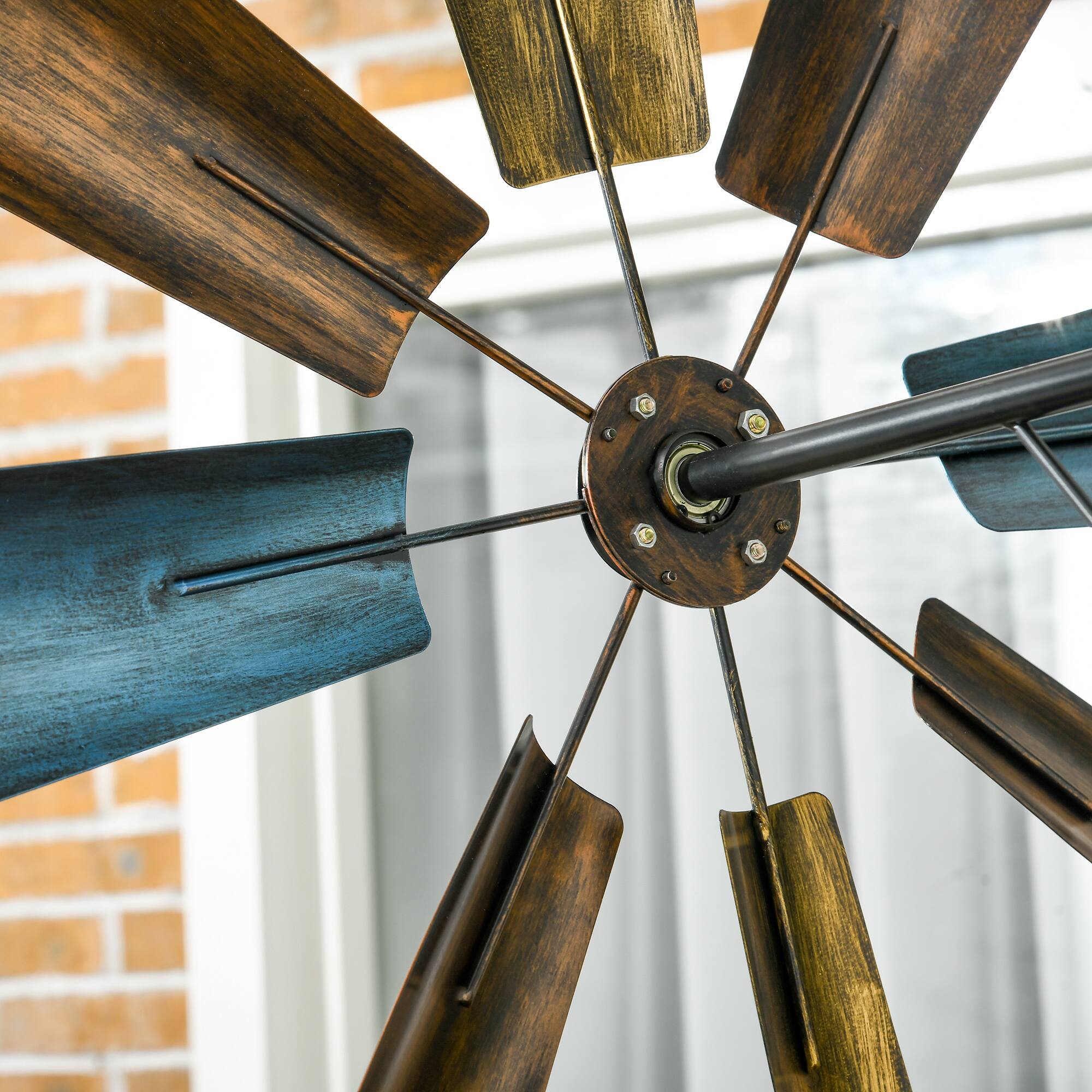 Alt View 6. Outsunny - Weather Vane, Wind Vane with Bottom Shelf, Steel Windmill Head - Carbonized.