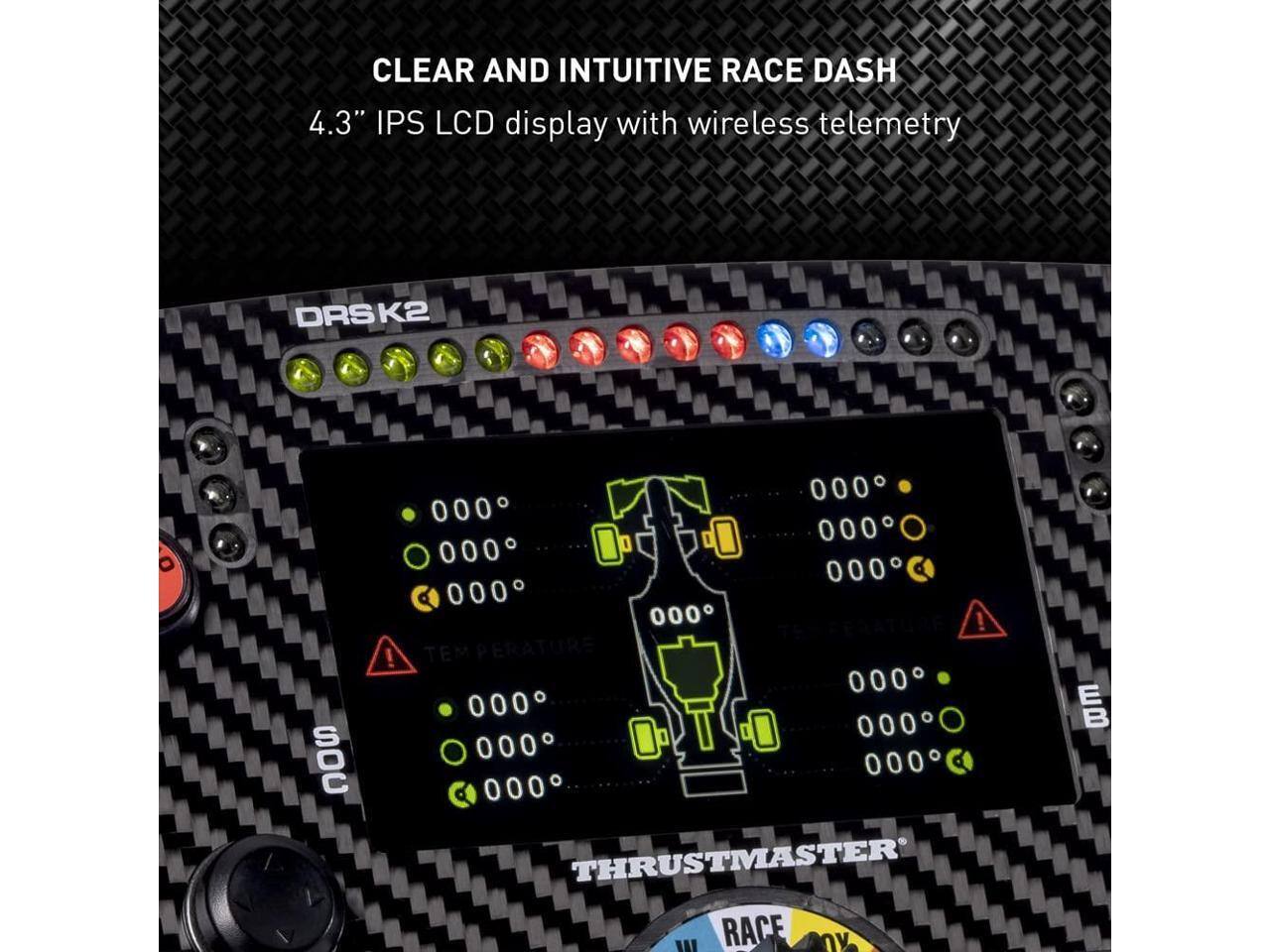 CLEAR AND INTUITIVE RACE DASH  
4.3" IPS LCD display with wireless telemetry  
DRSK2  
SOC  
TEMPERATURE  
THRUSTMASTER RACE