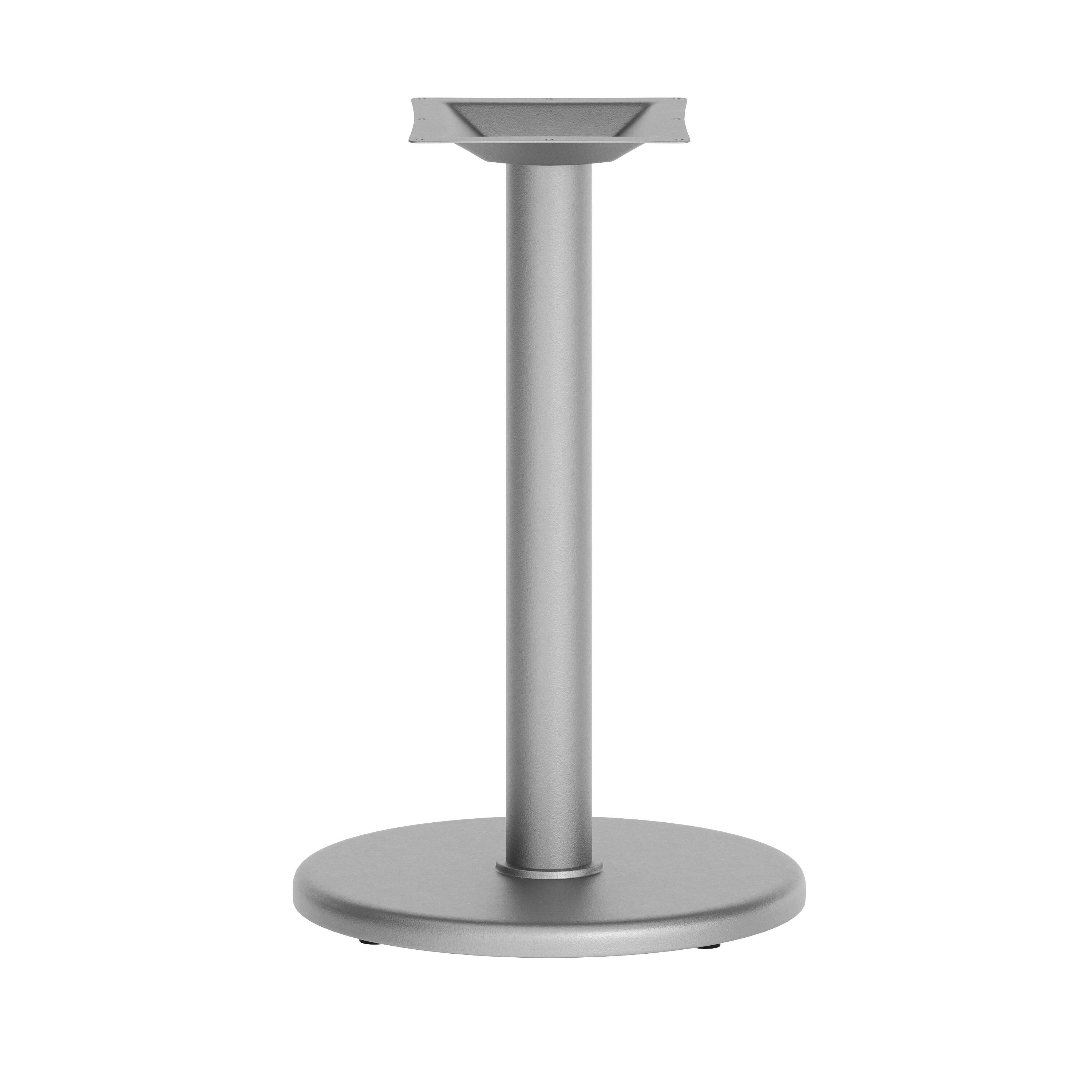 Left. Flash Furniture - Beverly 18'' Round Restaurant Indoor/Outdoor Table Base with 3'' Dia. Table Height Column, Silver - Gray.