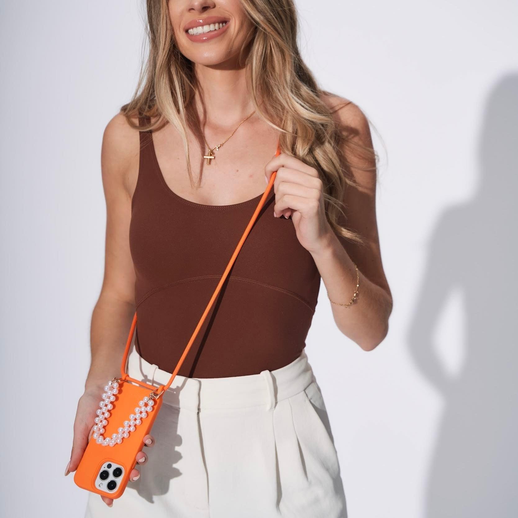 Left. Cordée Cases - Miami Phone Strap Set - Orange.