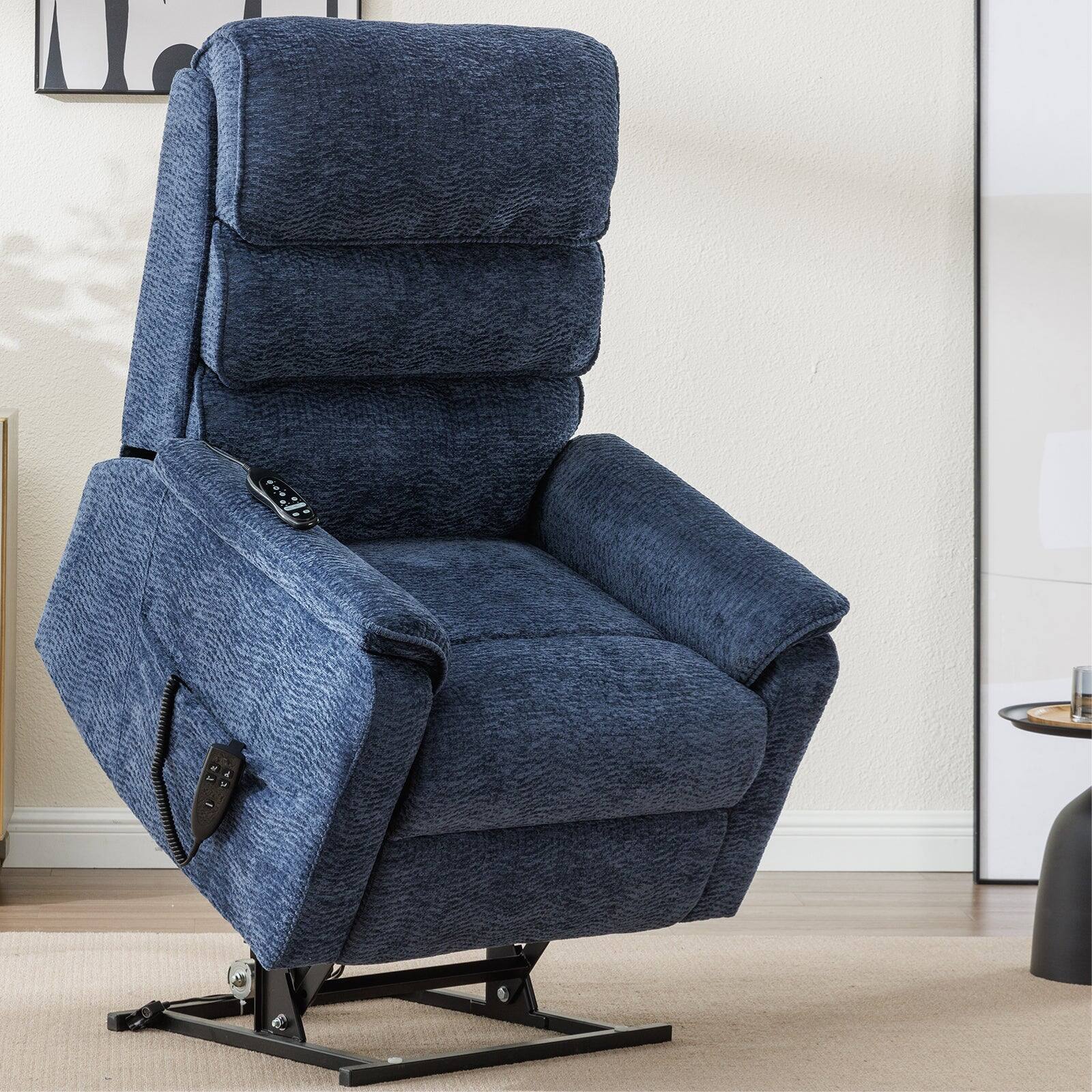 Alt View 6. Boyel Living - Blue Fabric Dual Motor Power Lift Recliner Chair with Power Remote Heat Massage and Heavy Duty Motion Mechanism - Brown.