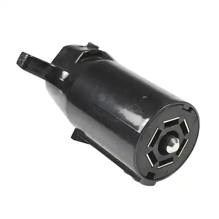 Front. HQRP - 7-Way 7-Pin RV Blade Trailer Wiring Plug - Round Connector Trailer End - Black.