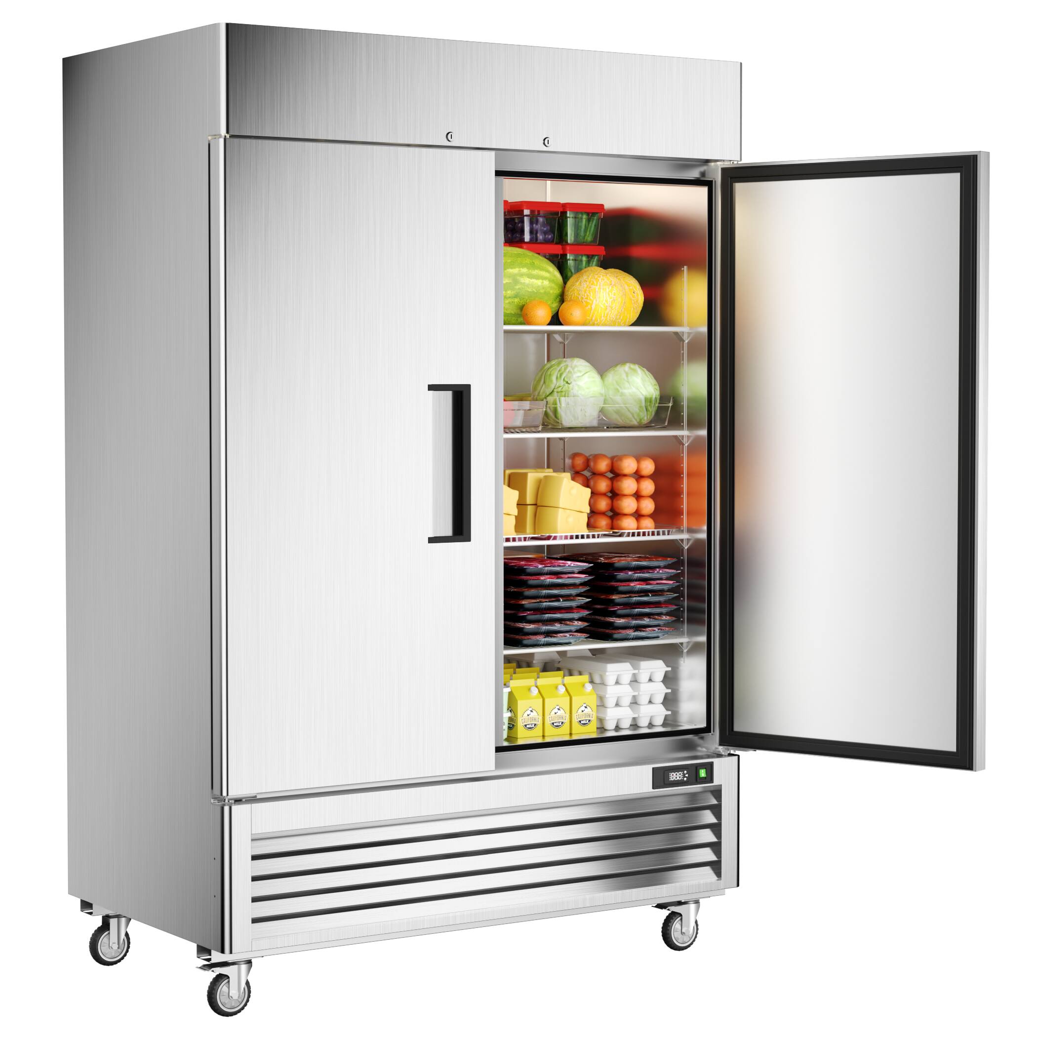 Alt View 4. Coolski - 54 Inch Commercial Refrigerator, Reach-in Refrigerator with Large Capacity, Stainless Steel NSF Certified - Silver.
