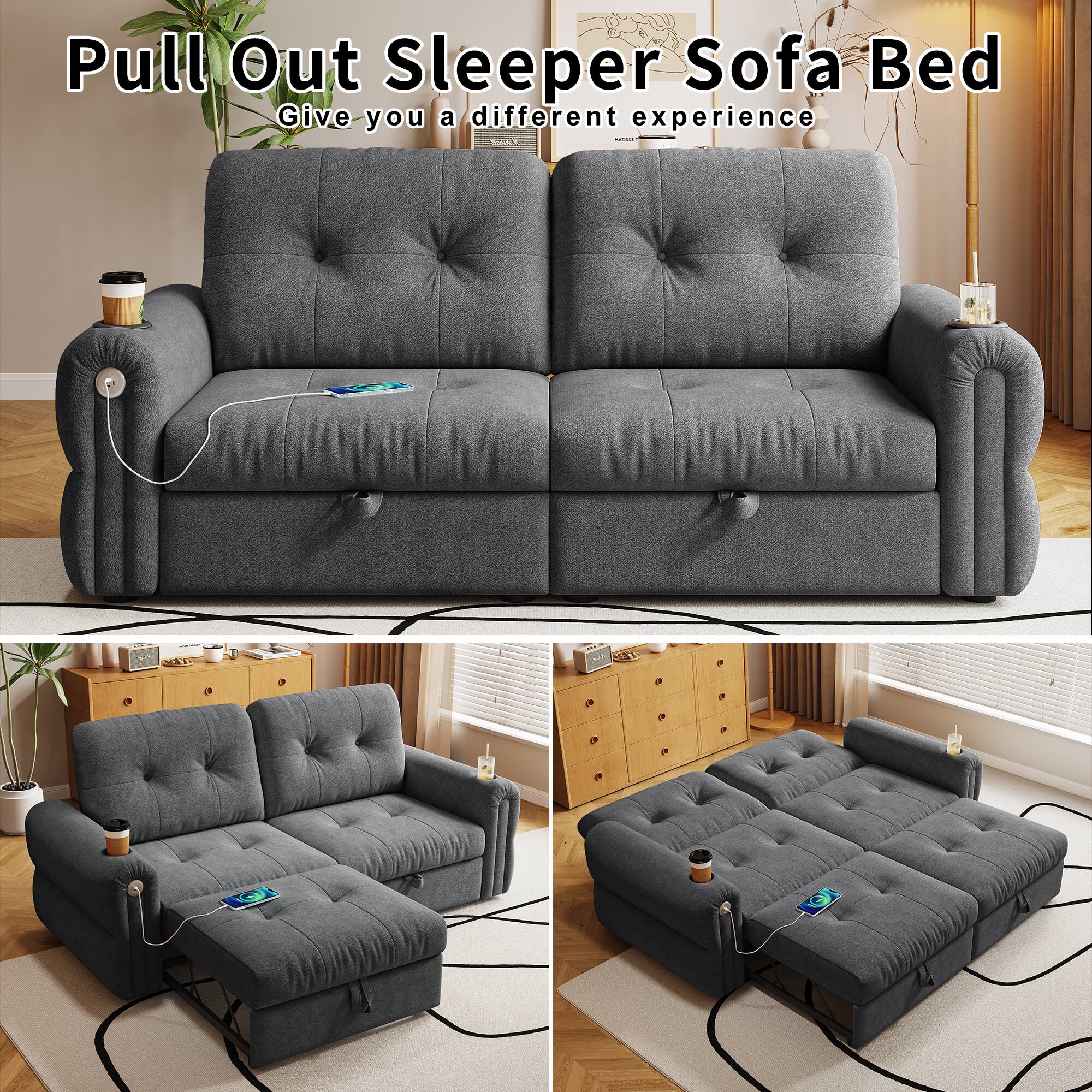 Pull Out Sleeper Sofa Bed  
Give you a different experience