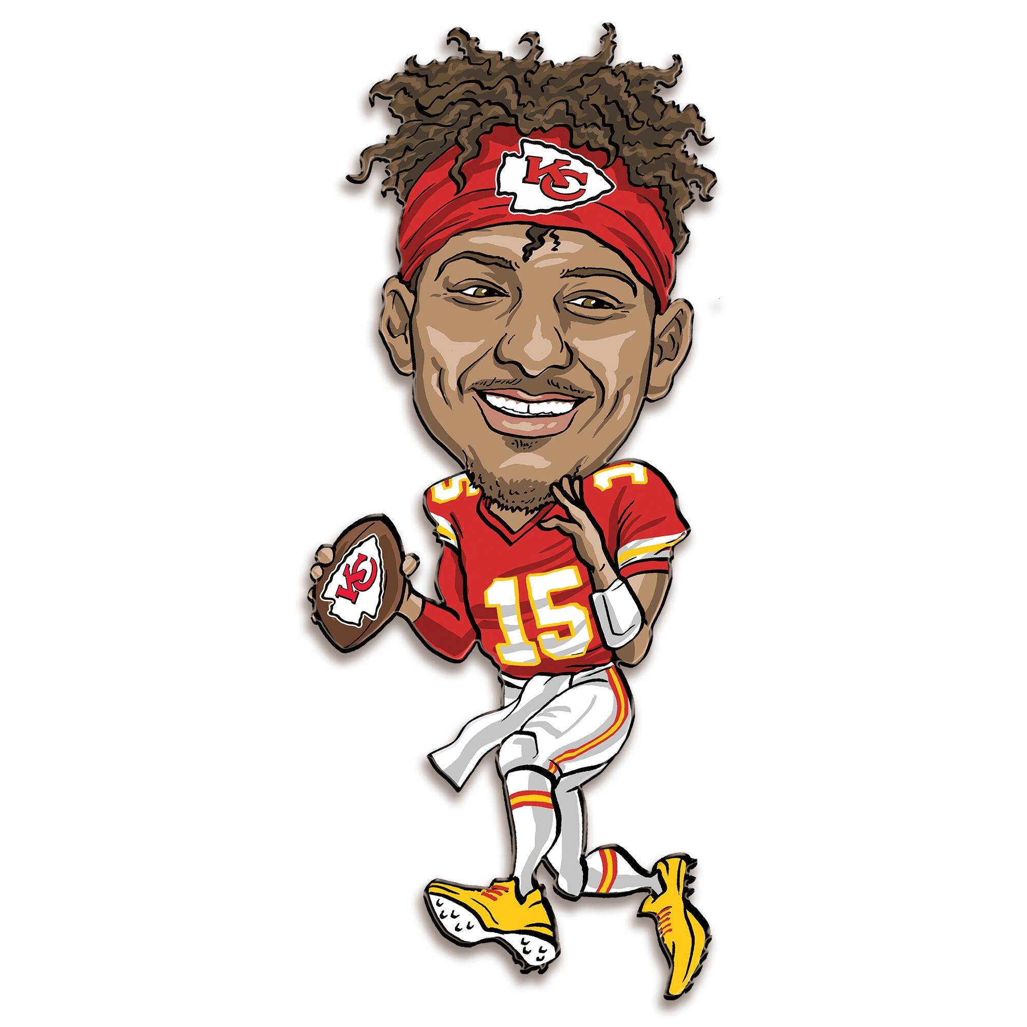 Front. Sporticulture - Patrick Mahomes Kansas City Chiefs Metal Caricature Wall Art - Red.