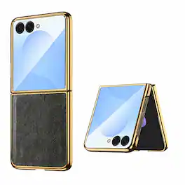 Dteck - For Samsung Galaxy Z Flip8 Luxury Leather Case with Screen Protector Included,Shockproof Plating Edge Slim Cover - Green